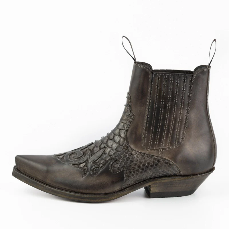 Urban Cowboy-Stiefeletten 2500 für Herren und Damen aus exotischem braunem und dunkelbraunem Leder