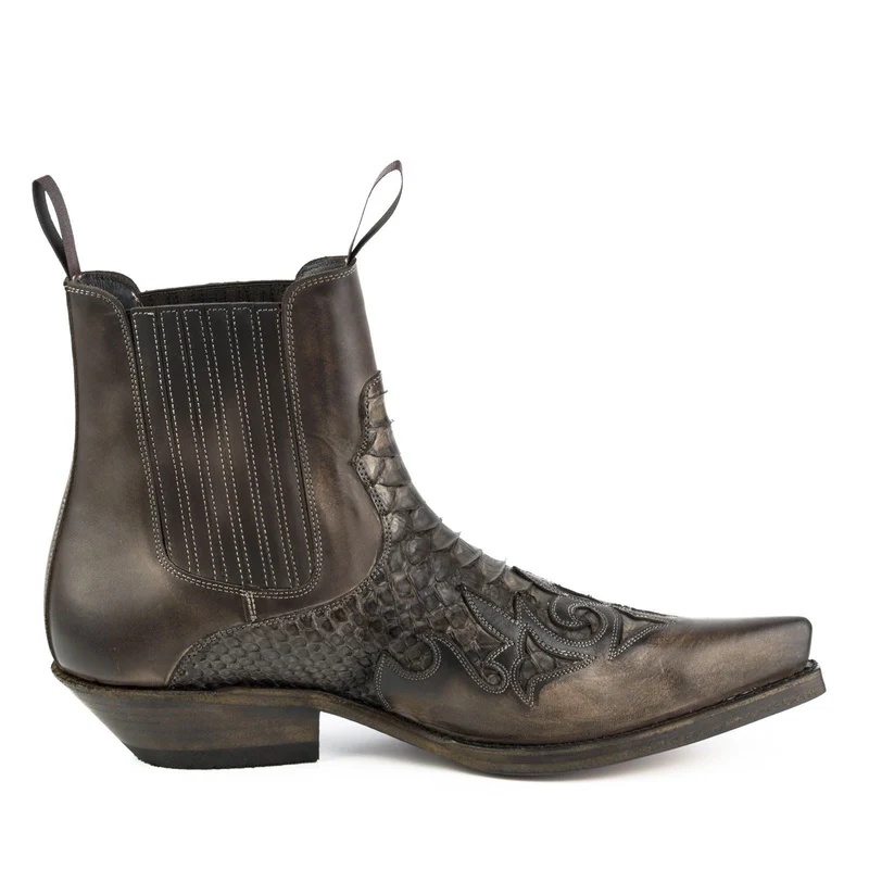 Urban Cowboy-Stiefeletten 2500 für Herren und Damen aus exotischem braunem und dunkelbraunem Leder