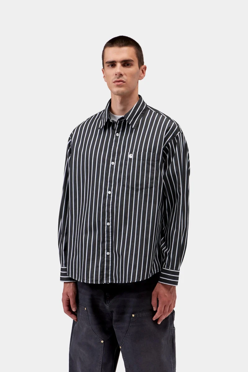 Carhartt WIP Gowan Herrenhemd mit Streifen | Schwarz