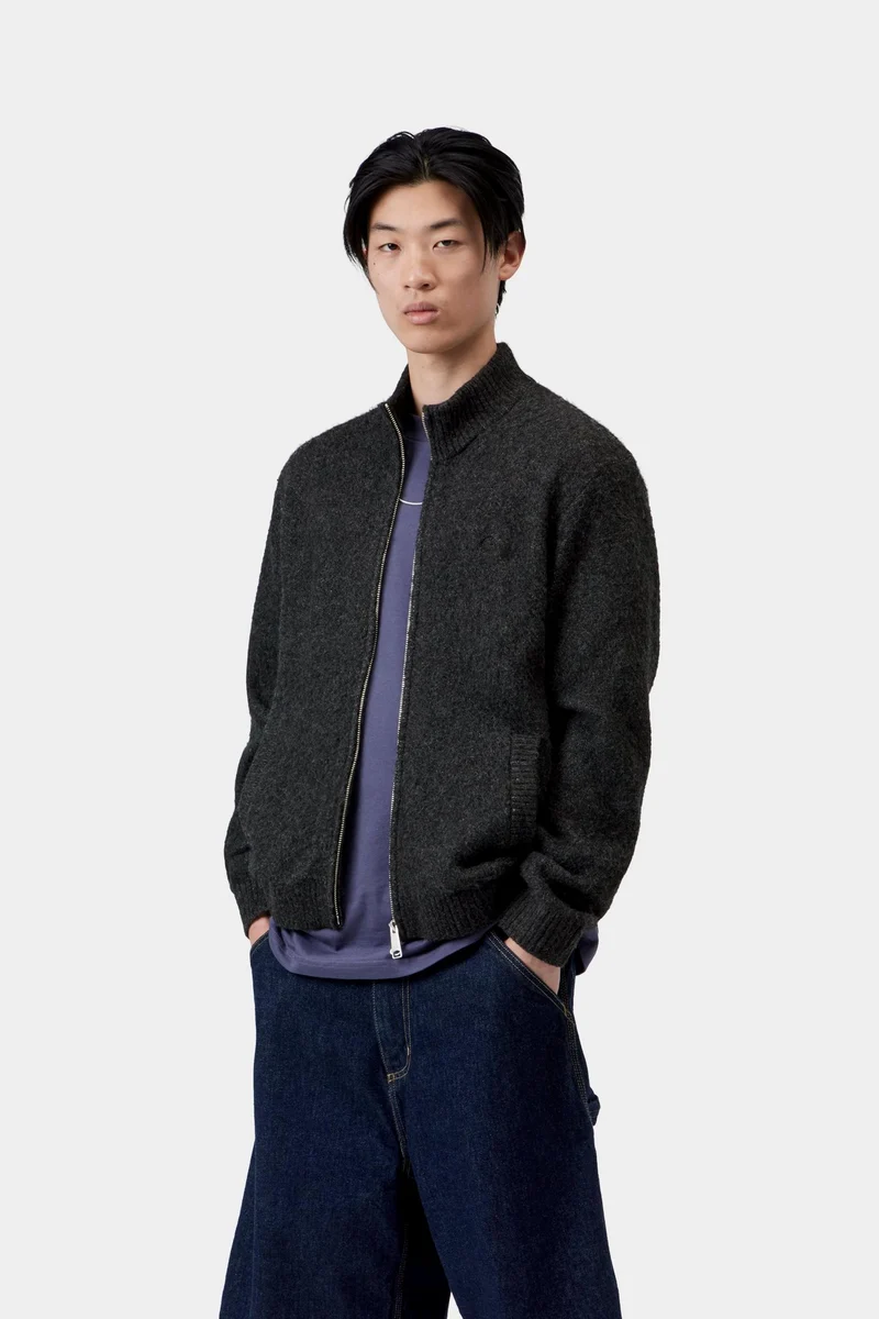 Carhartt WIP Curtis Herren-Strickjacke | Schwarz