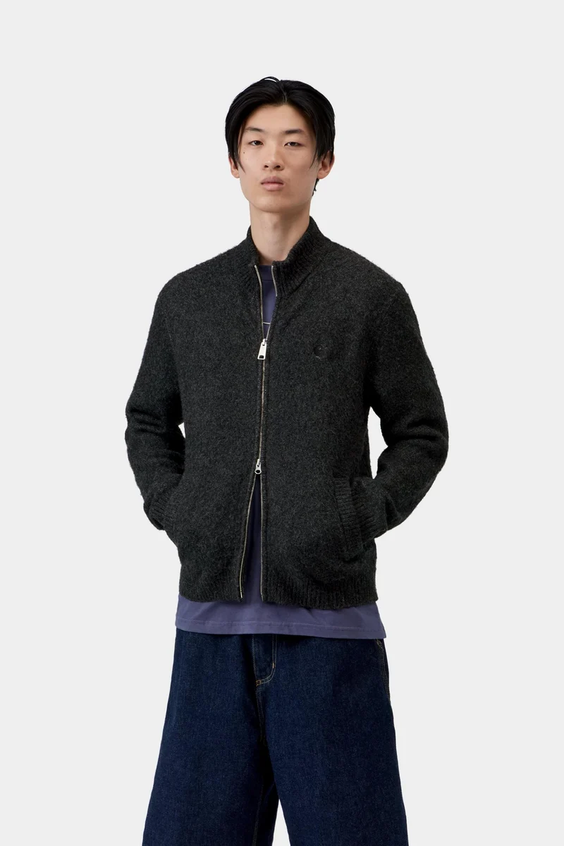Carhartt WIP Curtis Herren-Strickjacke | Schwarz