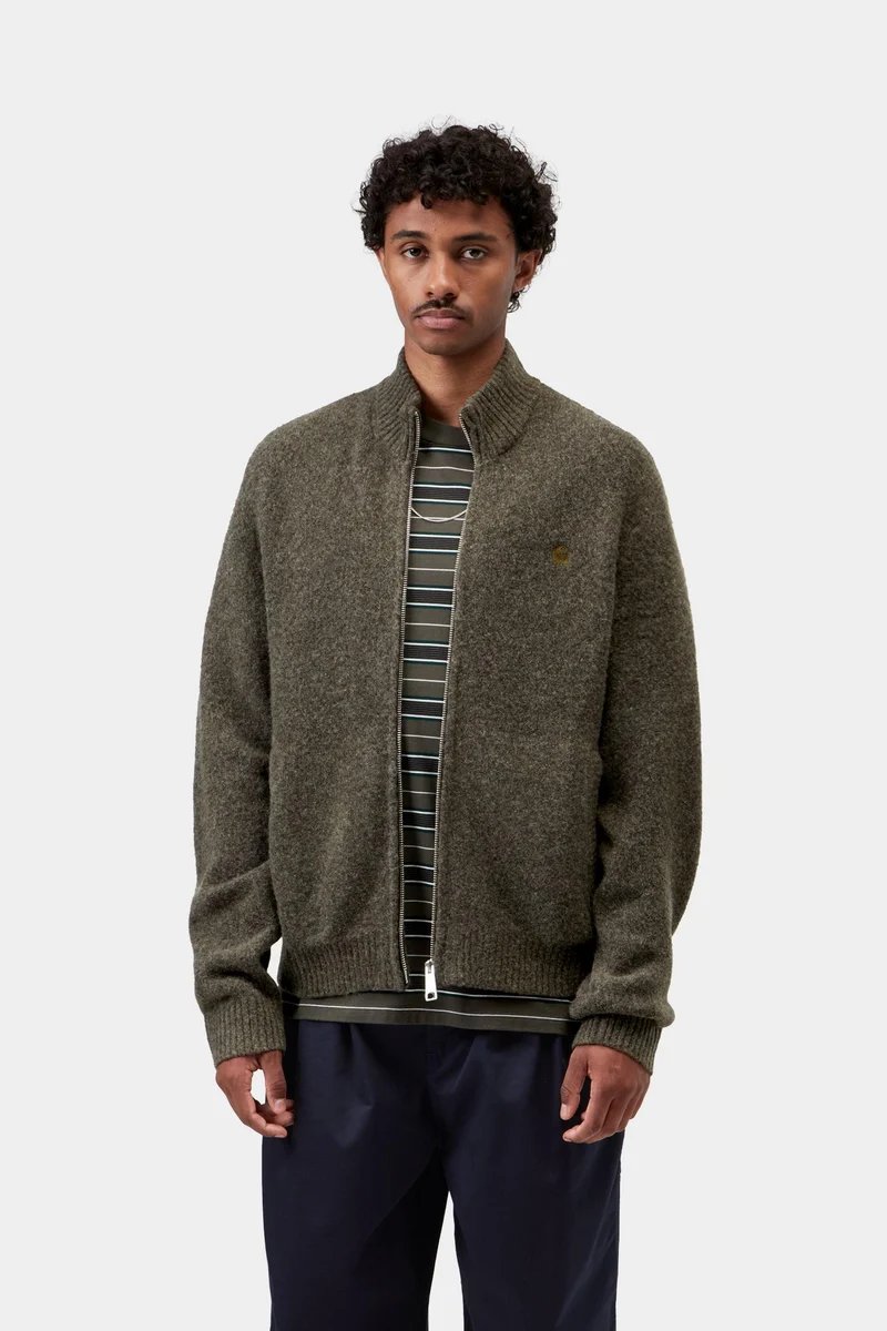 Carhartt WIP Curtis Herren-Sweaterjacke | Tangled Shungite