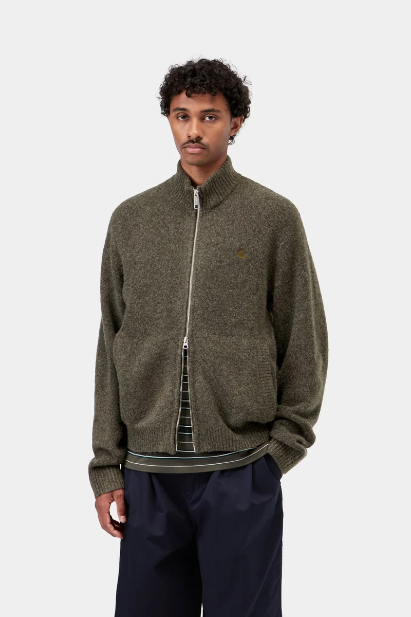 Carhartt WIP Curtis Herren-Sweaterjacke | Tangled Shungite