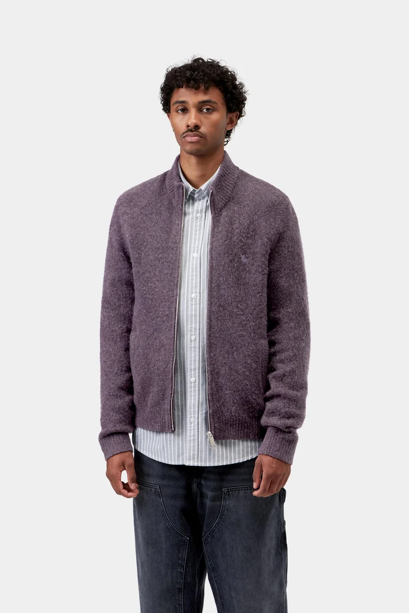 Carhartt WIP Curtis Herren-Strickjacke | Vertangled Shady Purple