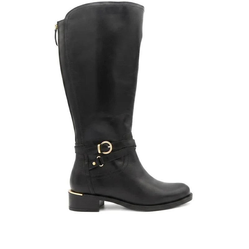 Wide Fit Leather Long Boots - SAK44000 / 330 239 - Black