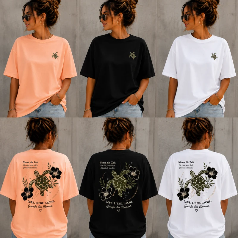 Schildkröten T-Shirt „Nimm dir Zeit“ – Front- und Backprint | Unisex