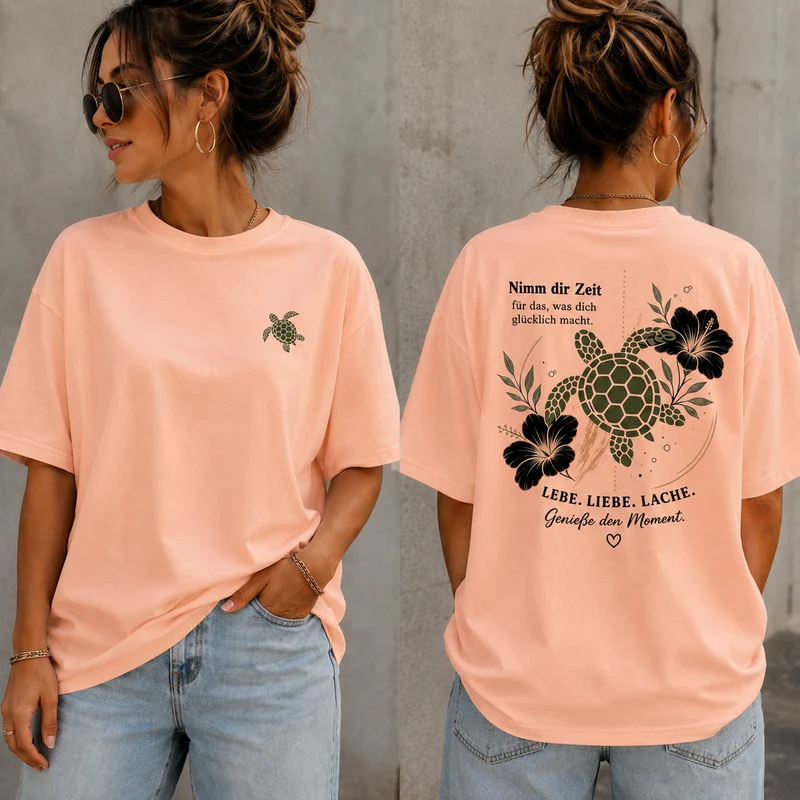 Schildkröten T-Shirt „Nimm dir Zeit“ – Front- und Backprint | Unisex