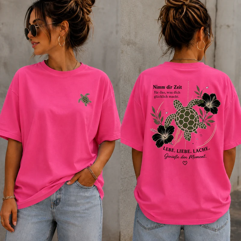 Schildkröten T-Shirt „Nimm dir Zeit“ – Front- und Backprint | Unisex