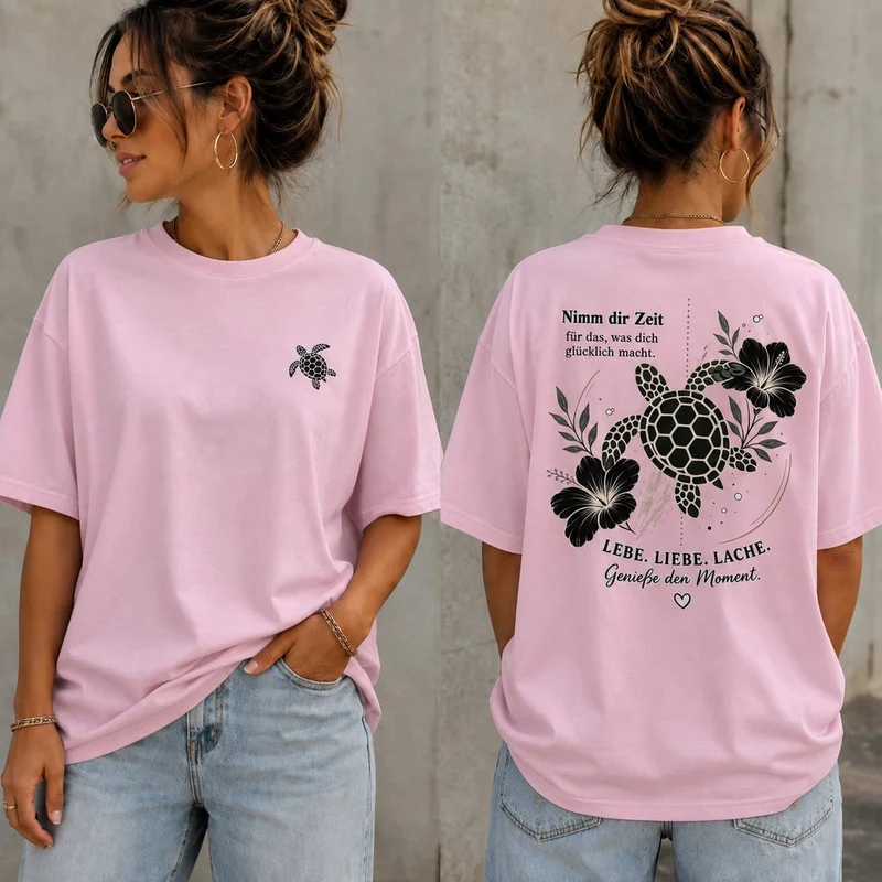 Schildkröten T-Shirt „Nimm dir Zeit“ – Front- und Backprint | Unisex