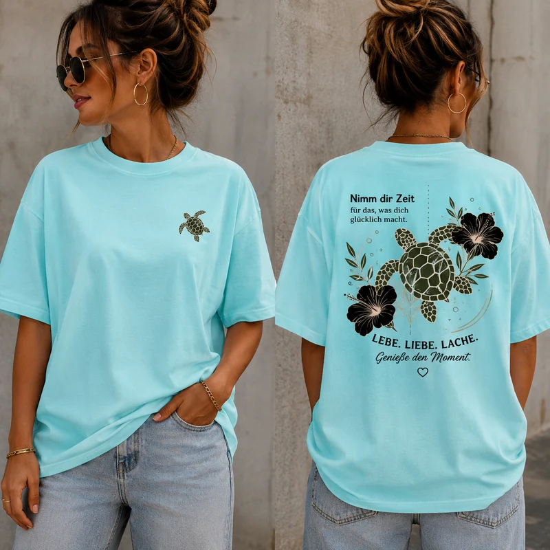 Schildkröten T-Shirt „Nimm dir Zeit“ – Front- und Backprint | Unisex