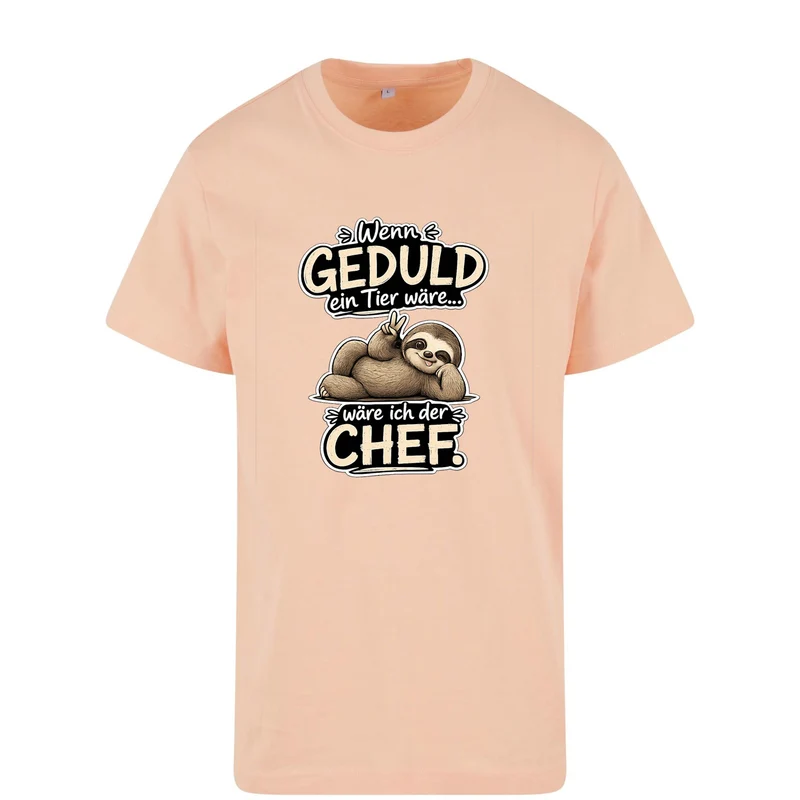 Statement T-Shirt Shirt Geduld Chef Faultier Frontprint & Backprint | Unisex