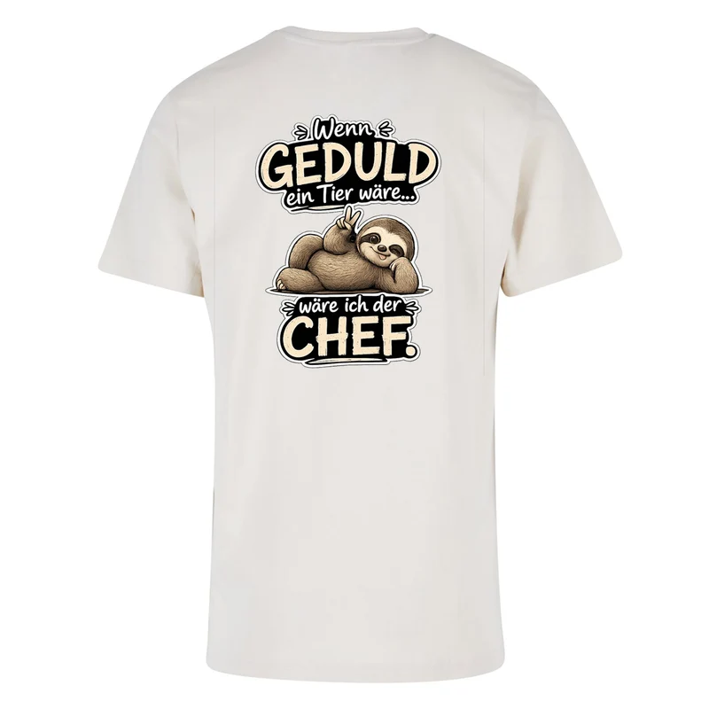 Statement T-Shirt Shirt Geduld Chef Faultier Frontprint & Backprint | Unisex