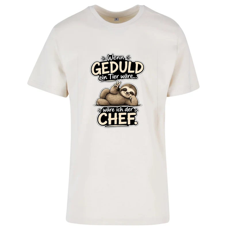 Statement T-Shirt Shirt Geduld Chef Faultier Frontprint & Backprint | Unisex