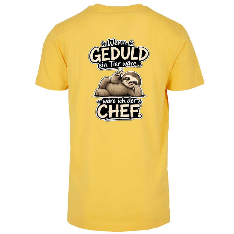 Statement T-Shirt Shirt Geduld Chef Faultier Frontprint & Backprint | Unisex