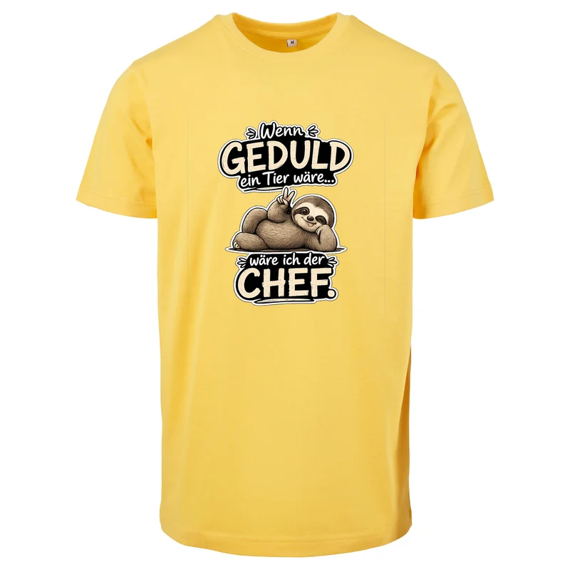Statement T-Shirt Shirt Geduld Chef Faultier Frontprint & Backprint | Unisex