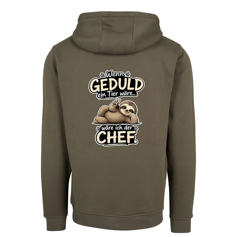 Statement Hoodie Geduld Chef Faultier Frontprint & Backprint | Unisex