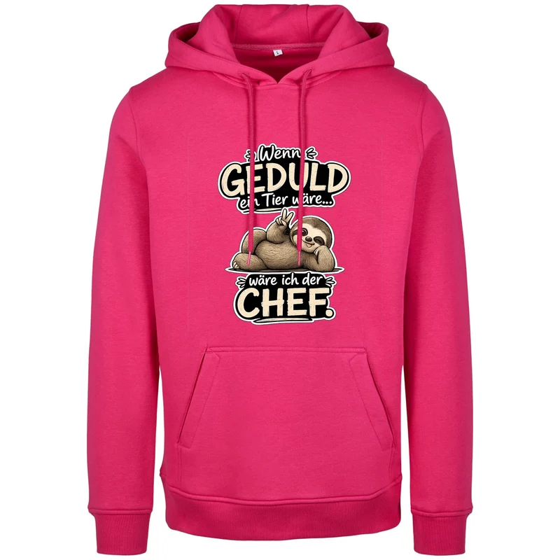 Statement Hoodie Geduld Chef Faultier Frontprint & Backprint | Unisex