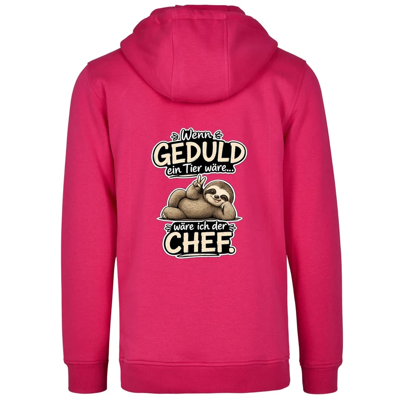 Statement Hoodie Geduld Chef Faultier Frontprint & Backprint | Unisex