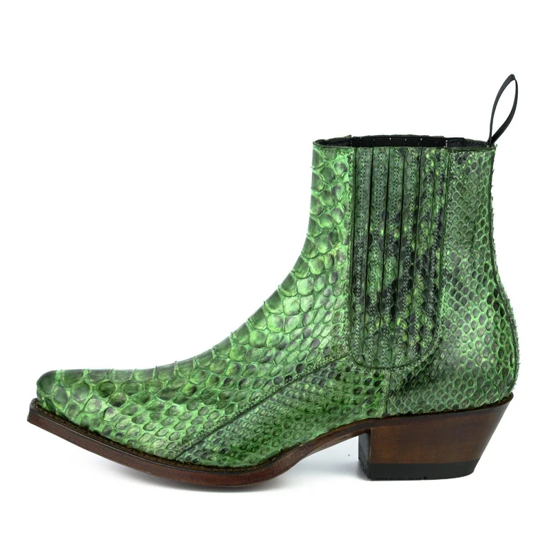Damen Urban Stiefeletten 2496 Exotisches Leder Grün