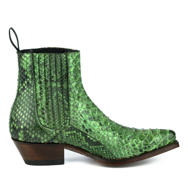 Damen Urban Stiefeletten 2496 Exotisches Leder Grün