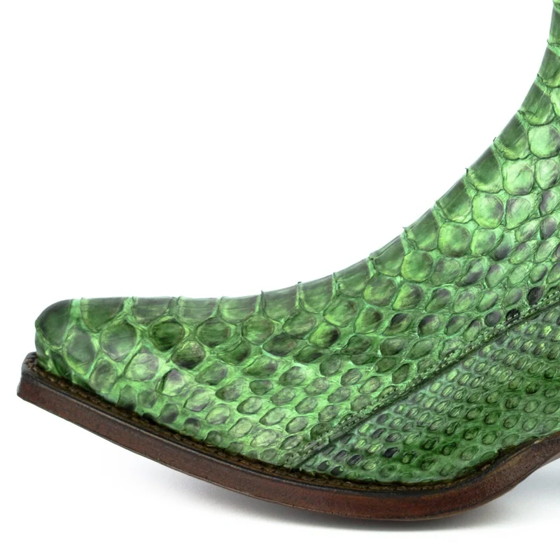 Damen Urban Stiefeletten 2496 Exotisches Leder Grün
