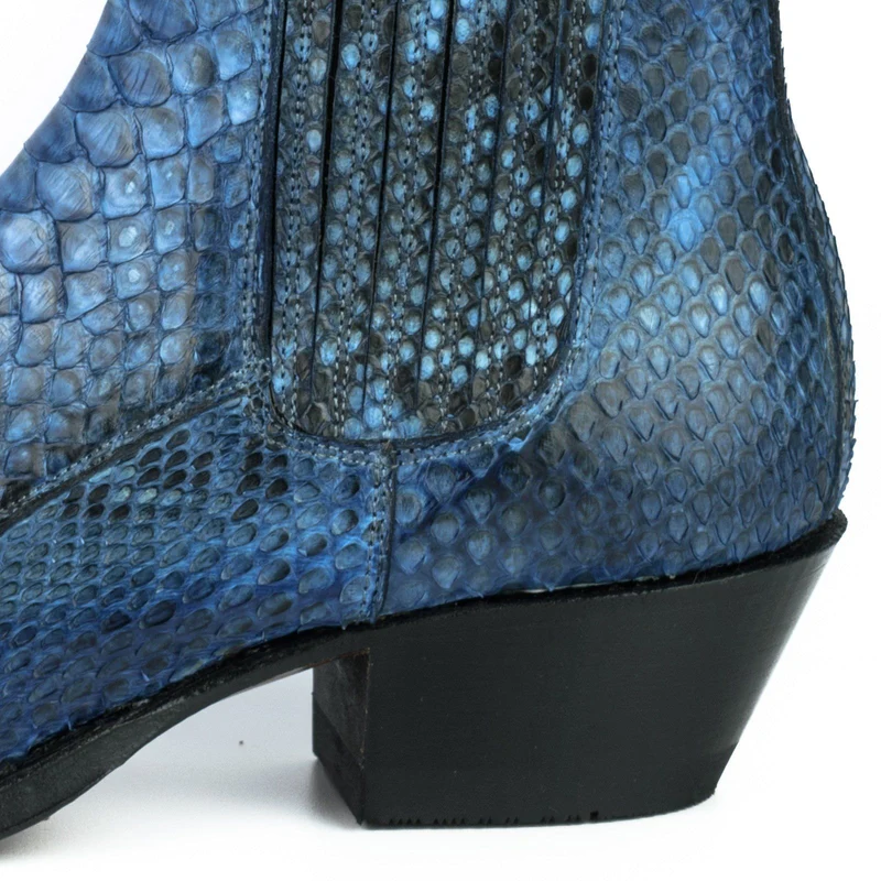 Damen Urban Stiefeletten 2496 Exotisches Leder Blau