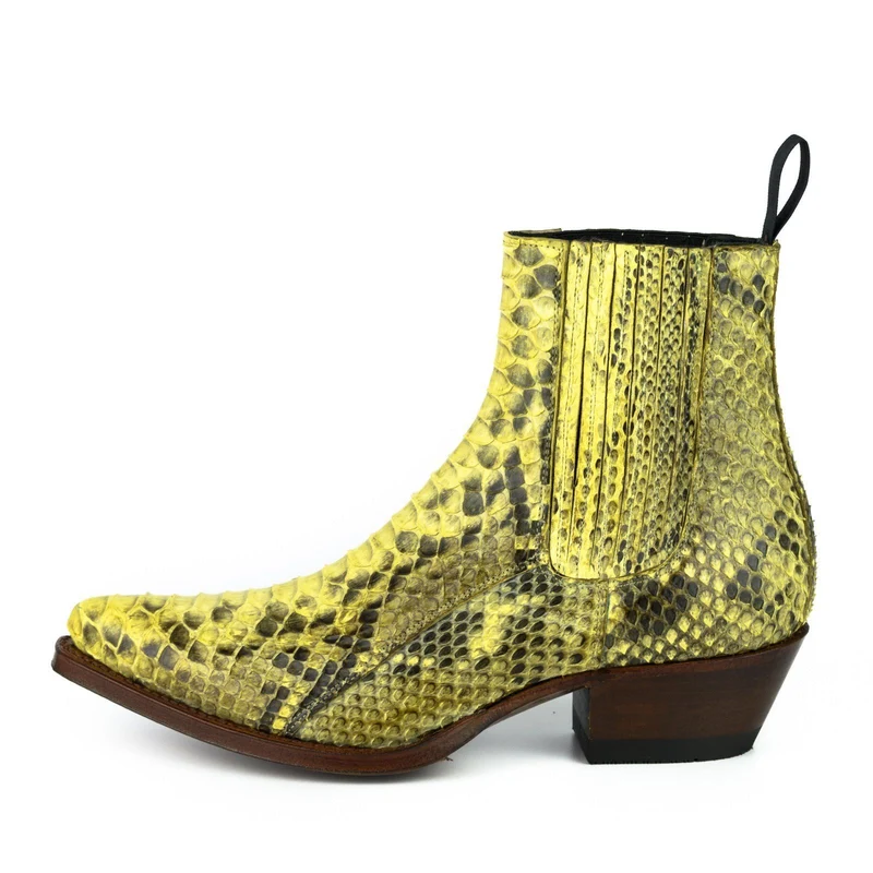 Damen Urban Stiefeletten 2496 Exotisches Leder Gelb