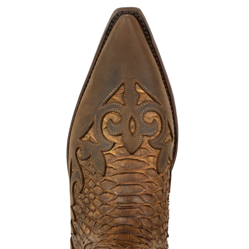 Herren-Country-Western-Cowboystiefel 2567 aus braunem und exotischem braunem Leder