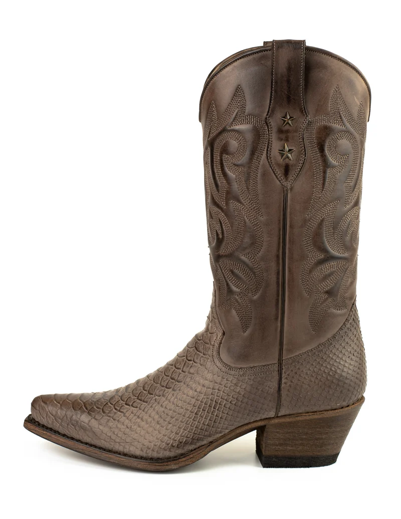 Country- und Western-Cowboystiefel für Damen 2524 Dunkelbraunes Leder