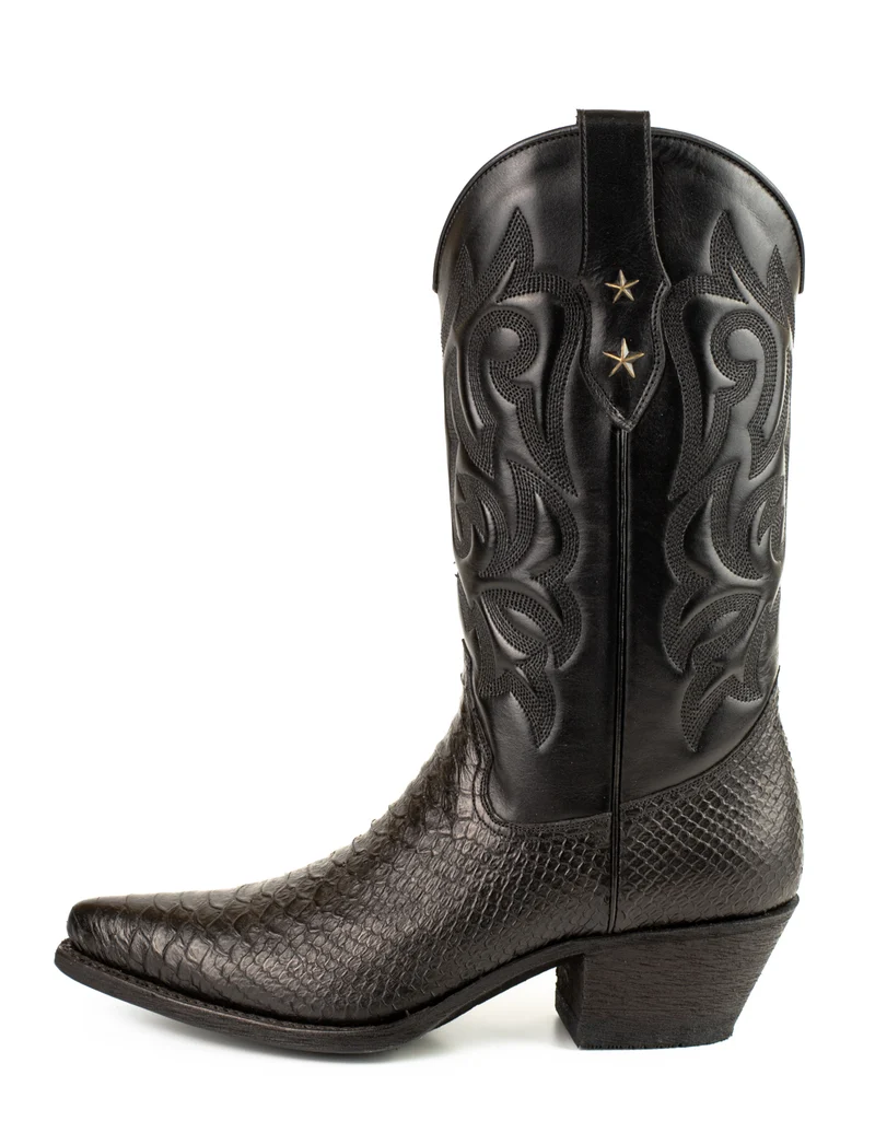 Damen-Cowboy-Country- und Westernstiefel 2524 aus schwarzem Leder
