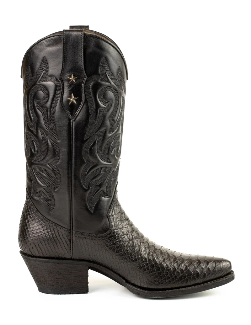Damen-Cowboy-Country- und Westernstiefel 2524 aus schwarzem Leder