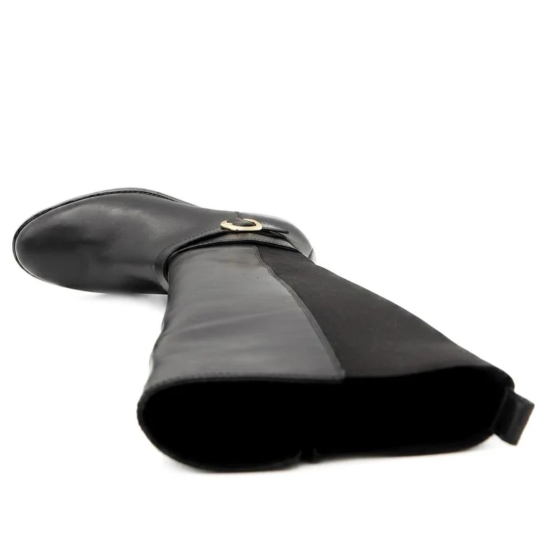 Leather Buckle Detailed Long Boots - MINTL44003 / 329 970 - Black