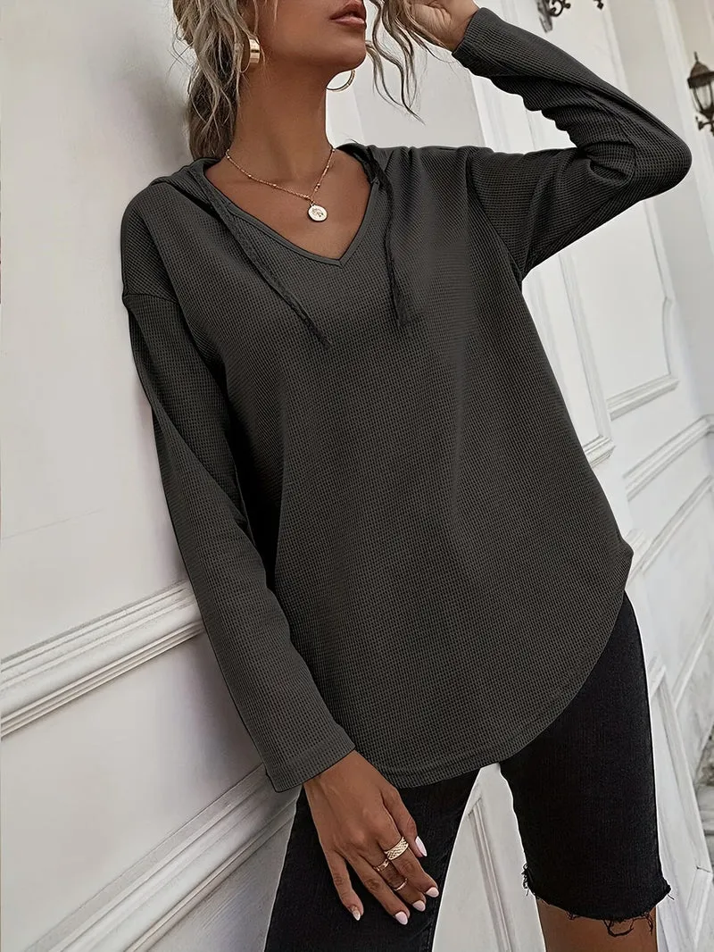 Seonie – Langarm Kapuzenpulli Mit V-ausschnitt