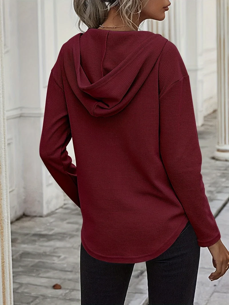 Seonie – Langarm Kapuzenpulli Mit V-ausschnitt