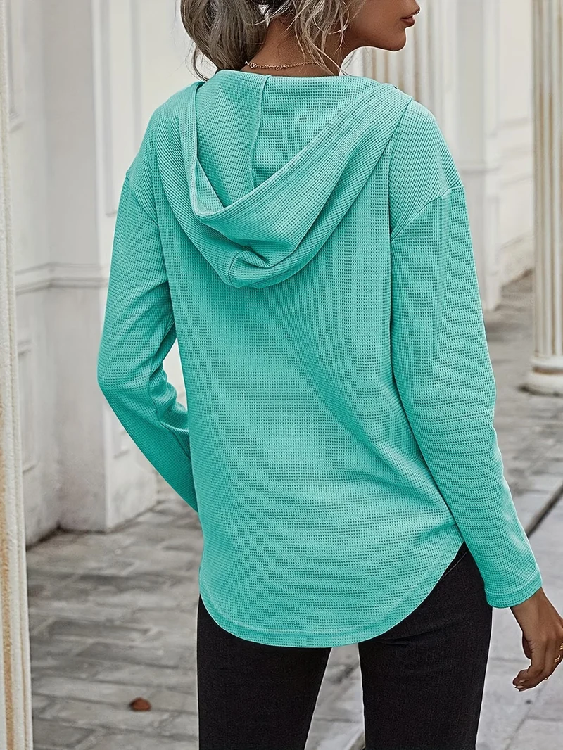 Seonie – Langarm Kapuzenpulli Mit V-ausschnitt