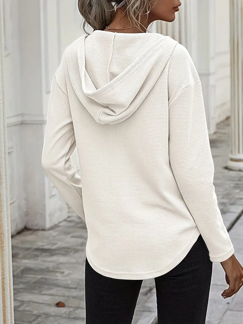 Seonie – Langarm Kapuzenpulli Mit V-ausschnitt