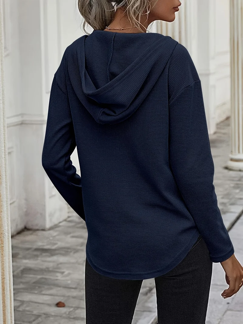 Seonie – Langarm Kapuzenpulli Mit V-ausschnitt
