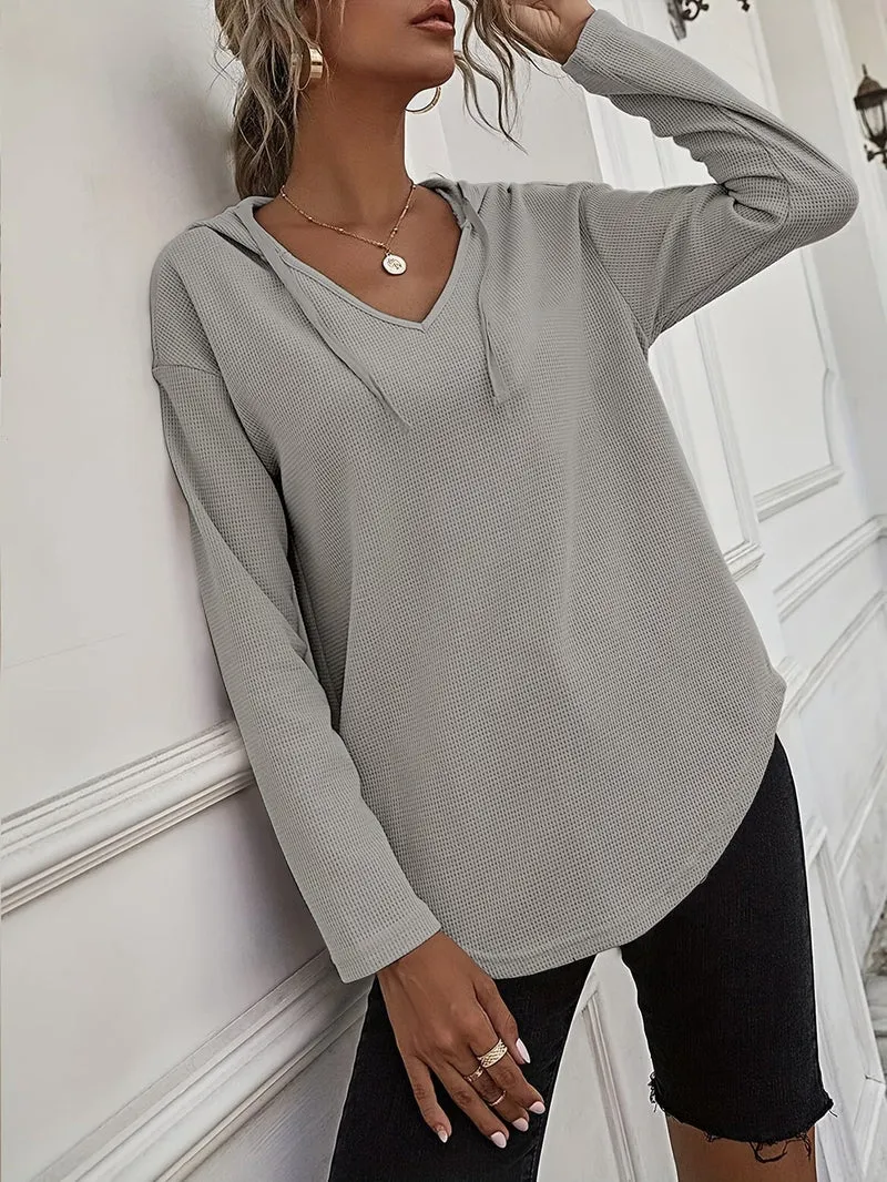 Seonie – Langarm Kapuzenpulli Mit V-ausschnitt