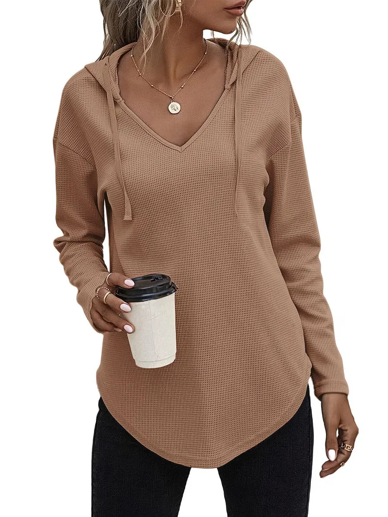 Seonie – Langarm Kapuzenpulli Mit V-ausschnitt