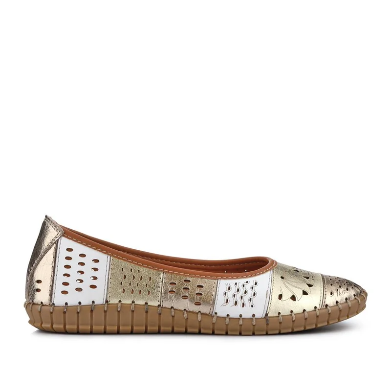 Flat Leather Ballerina Shoes - BELMETIN31009 / 317 955 - Metallic