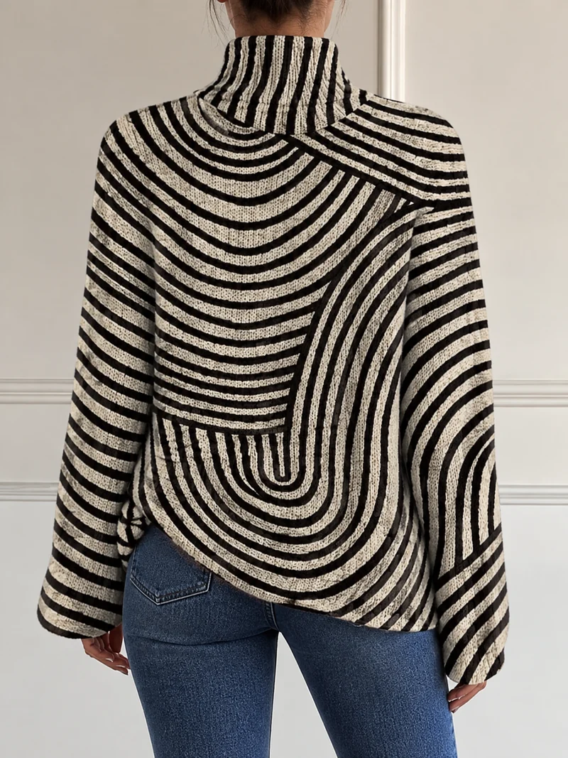 Silira – Rollkragen Pullover Mit Strichzeichnung
