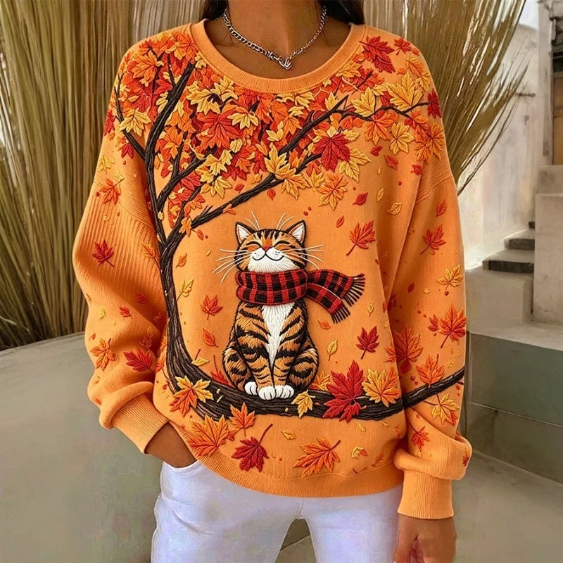 Jivina – Lässiges Sweatshirt Mit Katzen Motiv