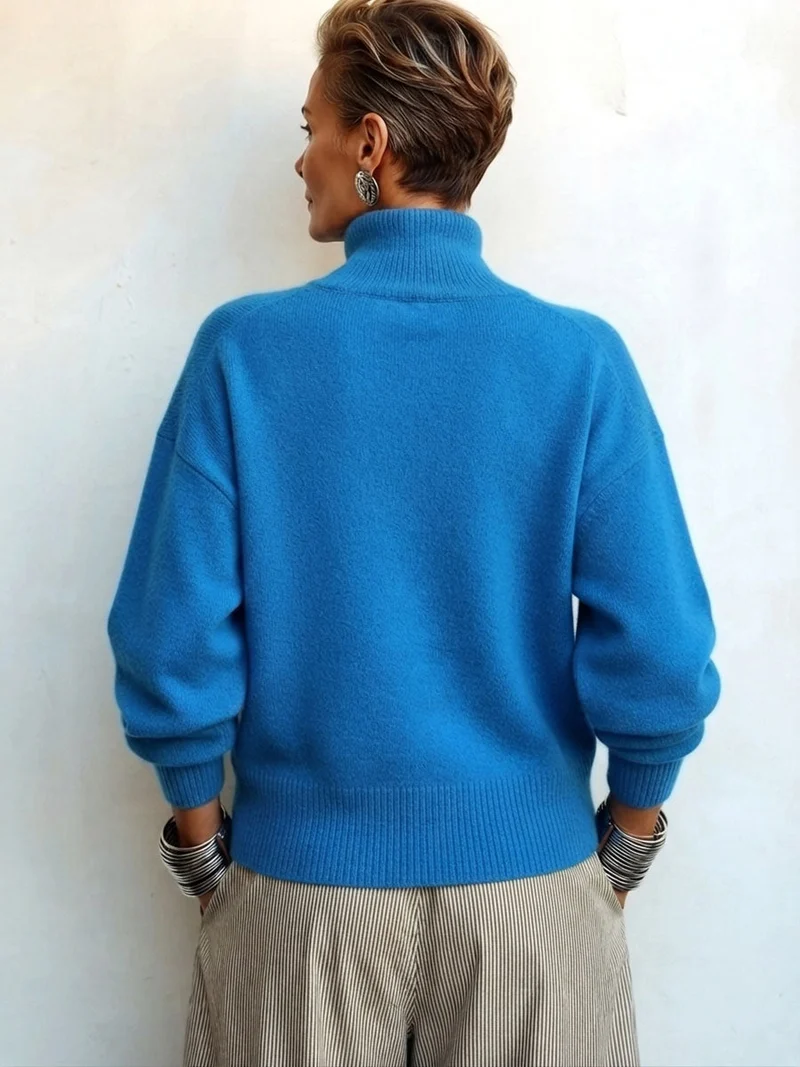 Lylian – Langarmpullover Mit Rollkragen Und Knopfleiste