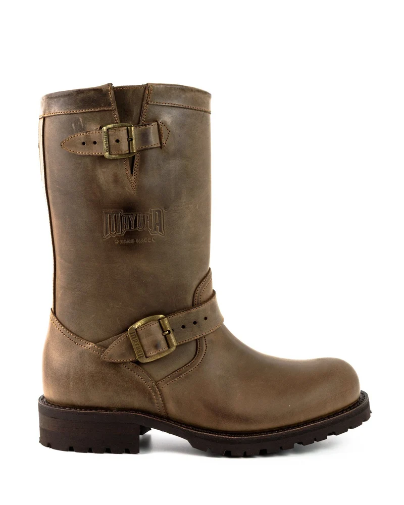 Herren- und Damen-Biker-Motard-Stiefel 18 aus braunem Leder
