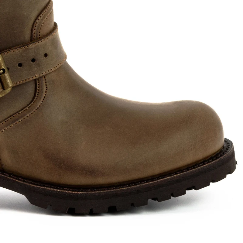 Herren- und Damen-Biker-Motard-Stiefel 18 aus braunem Leder