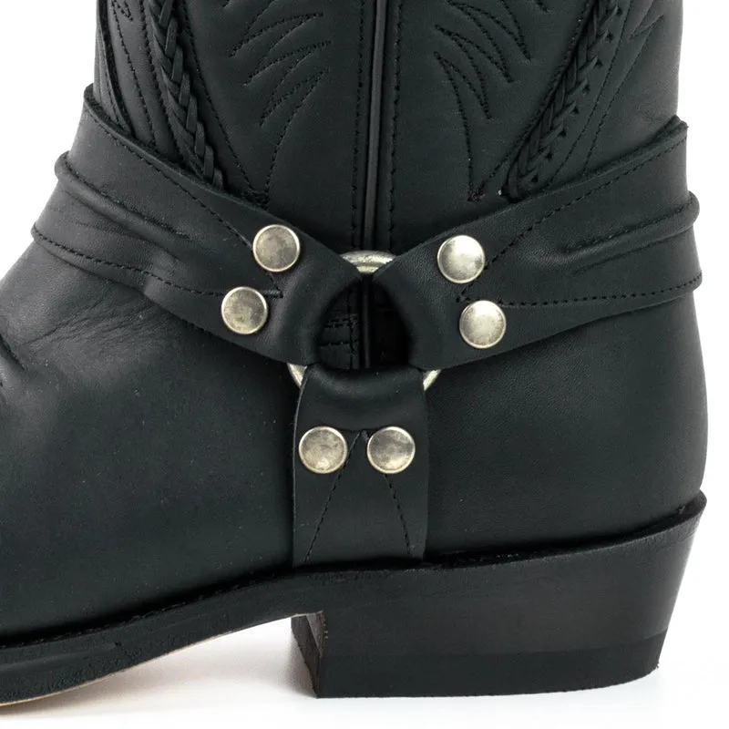 Herren- und Damen-Biker-Motard-Stiefel 07 aus schwarzem Leder