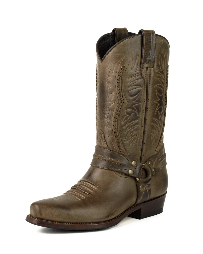 Herren- und Damen-Biker-Motard-Stiefel 07 aus braunem Leder