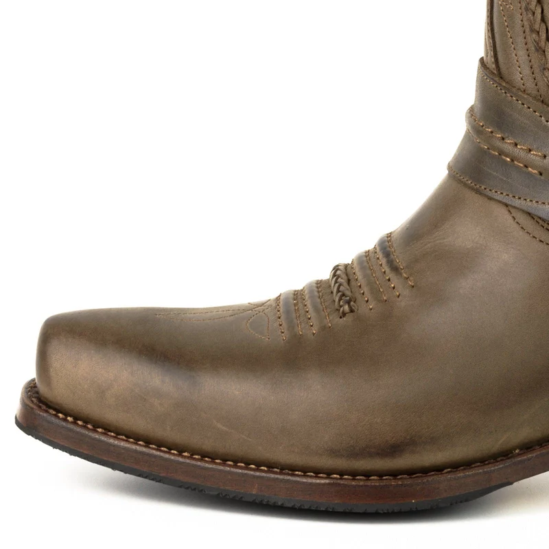 Herren- und Damen-Biker-Motard-Stiefel 07 aus braunem Leder