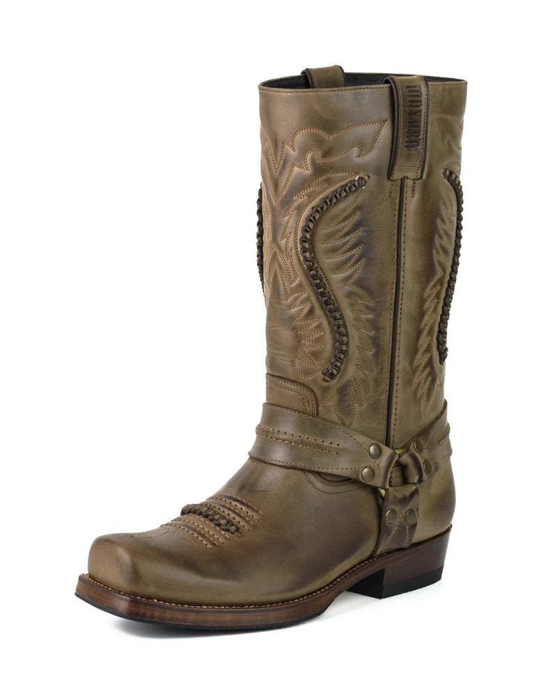Herren- und Damen-Biker-Motard-Stiefel 02 aus braunem Leder