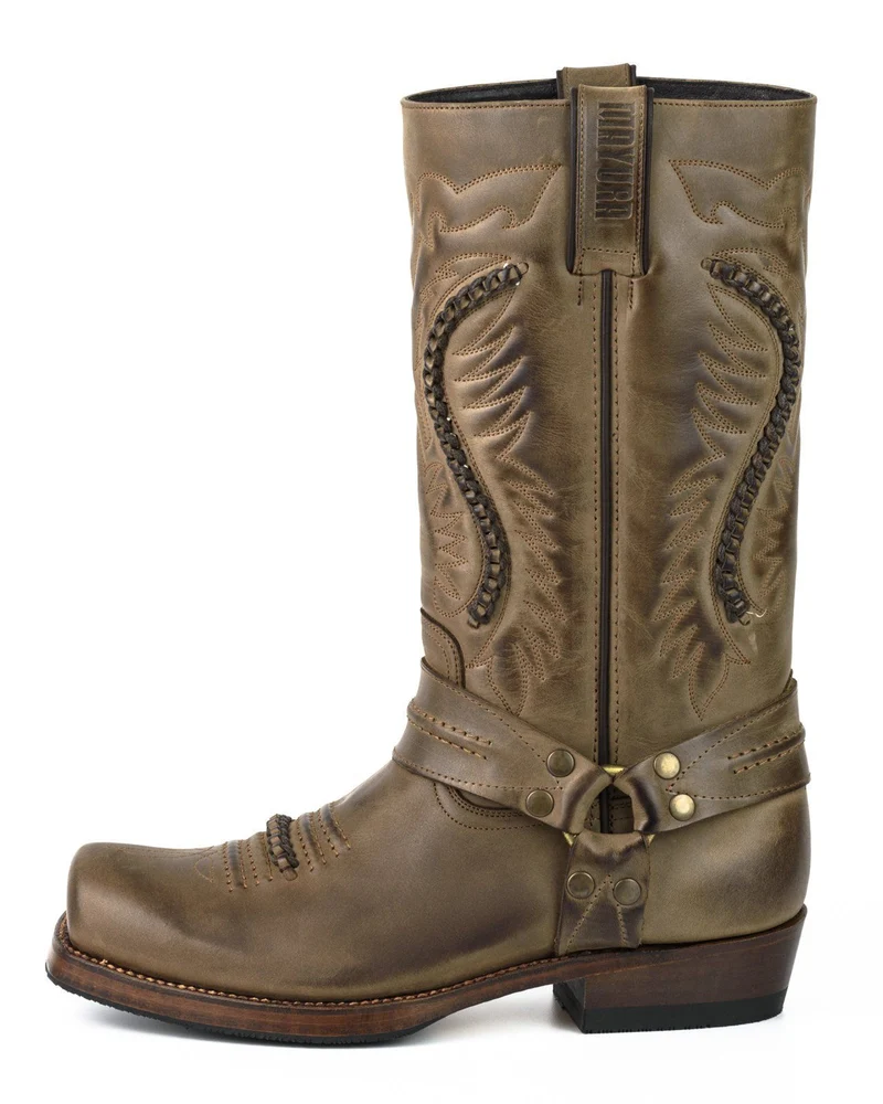 Herren- und Damen-Biker-Motard-Stiefel 02 aus braunem Leder